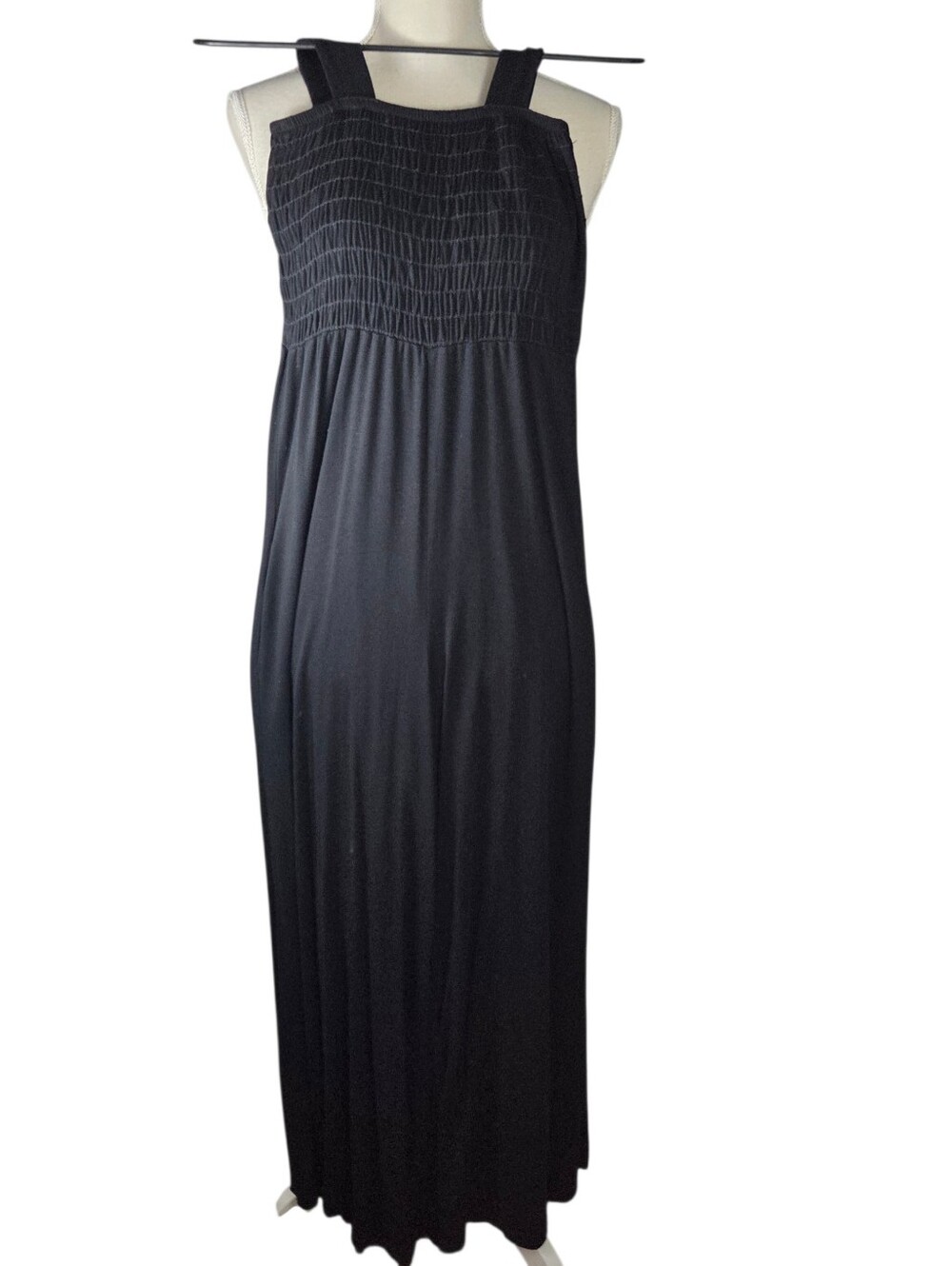 Alya Smocked Square Neck Wide Leg Jumpsuit XXS Black -Wide Straps -Pockets